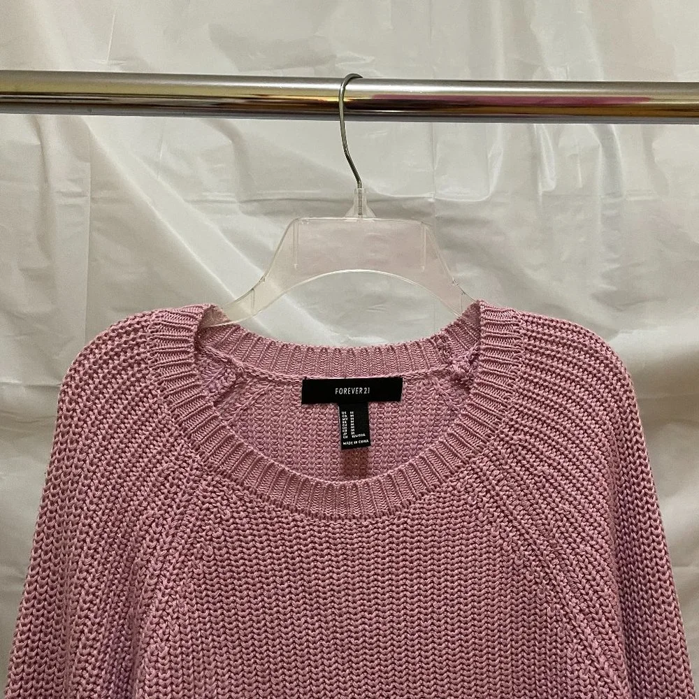 Forever 21 Cropped High-Low Knit Sweater (Pink) NEW & UNWORN - Picture 3 of 4